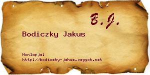 Bodiczky Jakus névjegykártya
